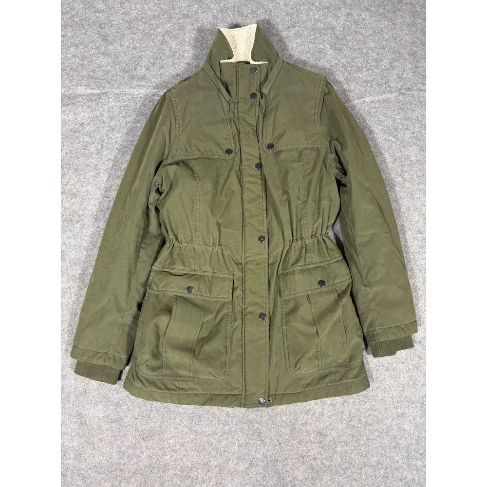Debby Collection‎ Womens Olive Green Sherpa Lined Parka Jacket Small P